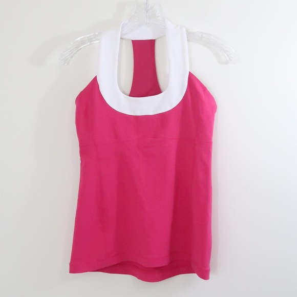 lululemon athletica Tops - lululemon Scoop Neck Racerback Tank Pink White 6